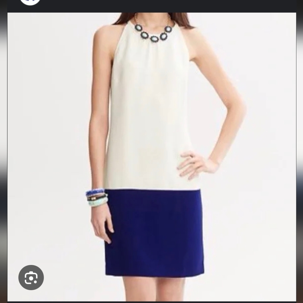 Banana Republic, Cream Sleeveless Colorblock Dress, Size 8p